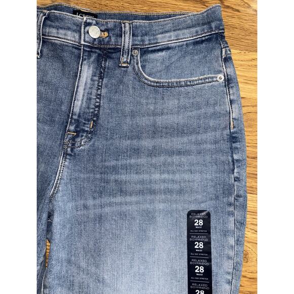 J Crew Relaxed Boyfriend Jeans Women’s Waist Size 28 Distressed Cuffed Stretch - Picture 6 of 16